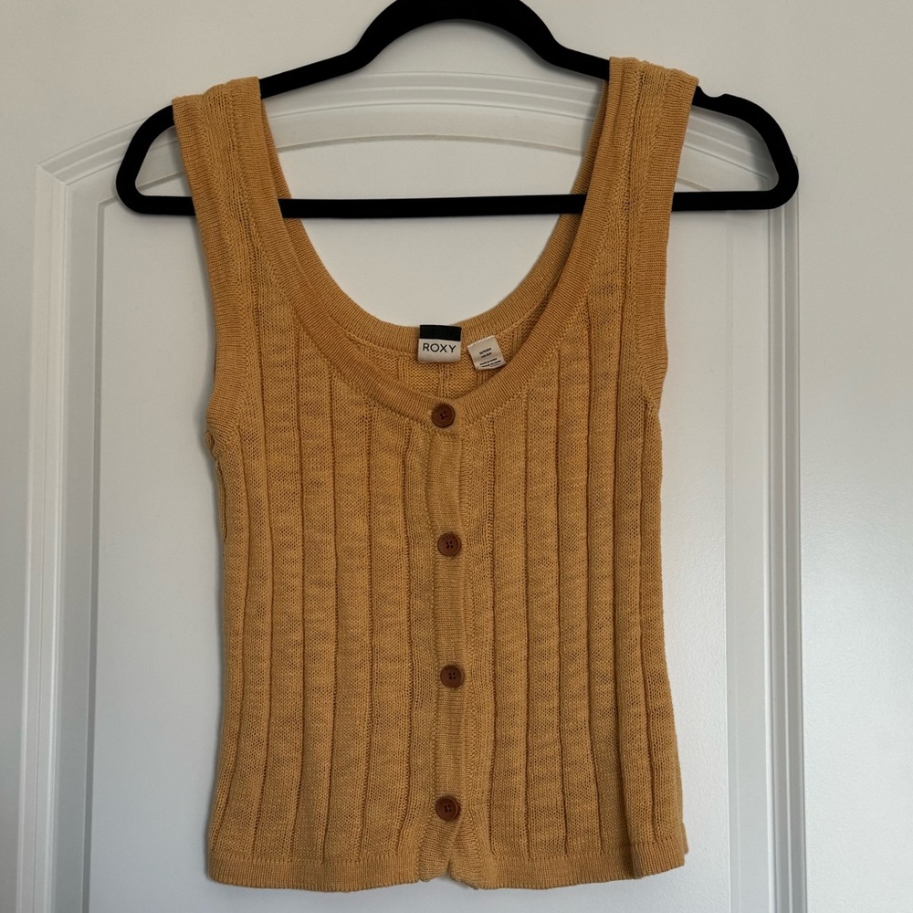 Knit Roxy crop tank mustard yellow